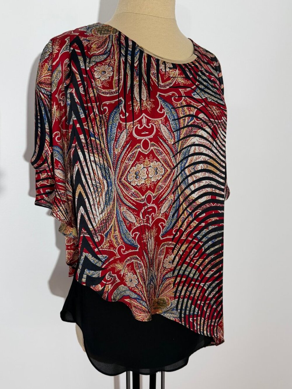 Joseph Ribkoff Silky Asymmetric Tunic Top Flutter Sleeve